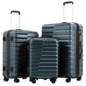 COOLIFE Expandable Suitcase PC ABS TSA Luggage 3 Piece Set Lock Spinner Carry on (Teal blue)