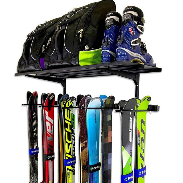 StoreYourBoard Ski Wall Rack and Storage Shelf, Holds 10 Pairs, Ski Wall Mount, Home and Garage Storage Hanger