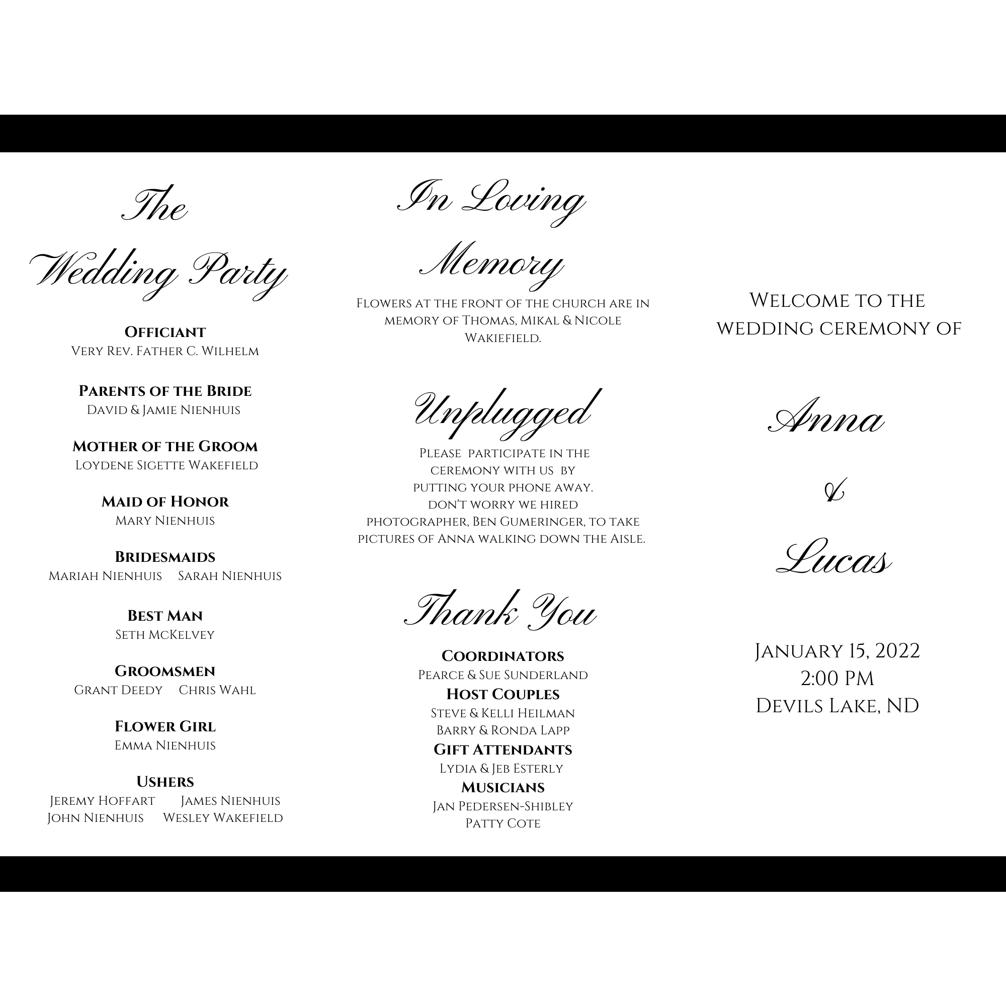 Wedding Program- page 1