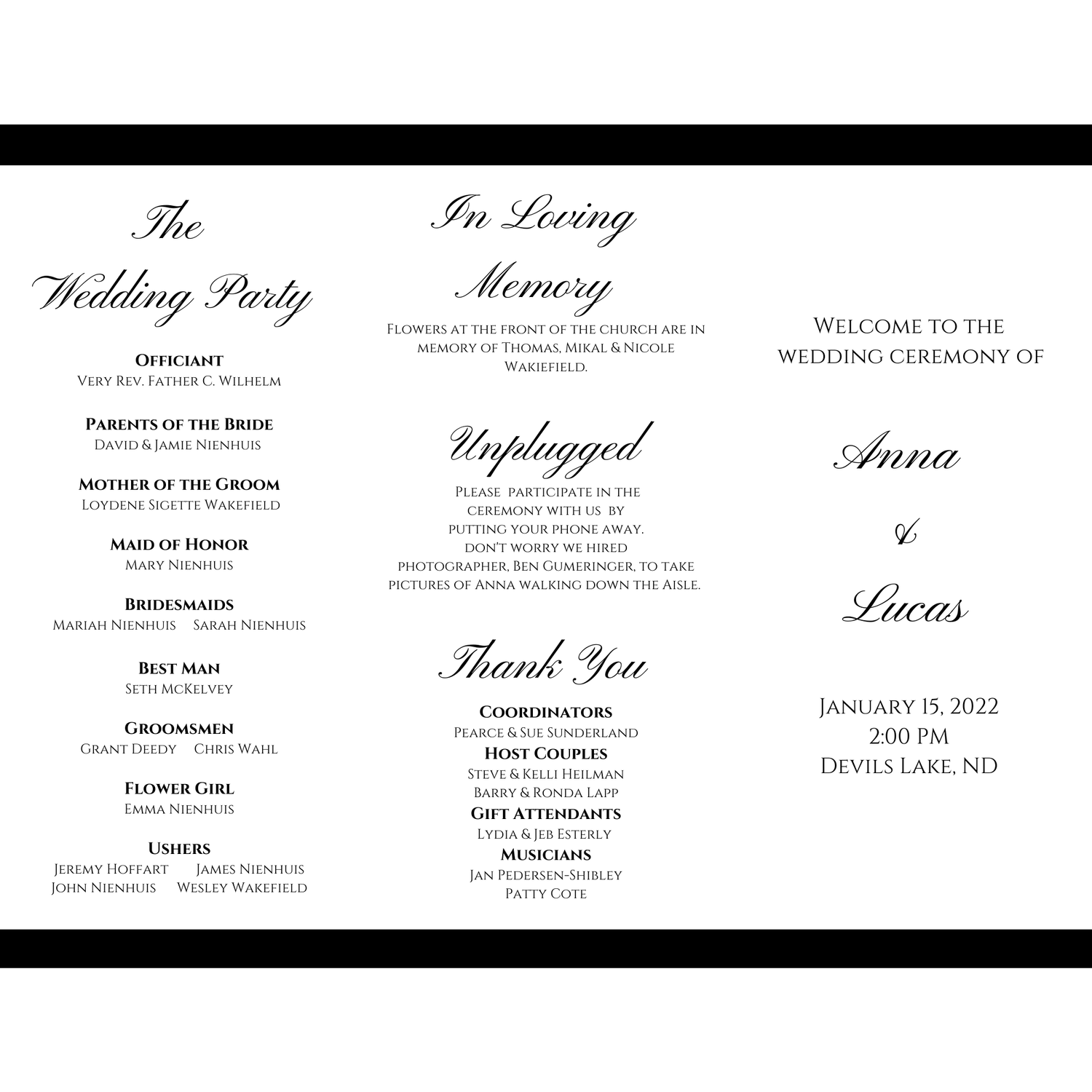 Wedding Program- page 1