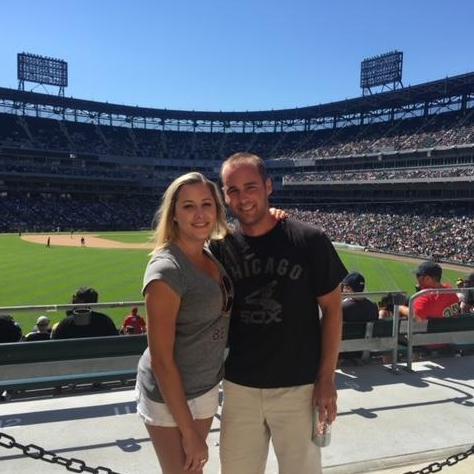First baseball game as a couple, a Sox game. Ann wore a bears Shirt as a Cubs fan.