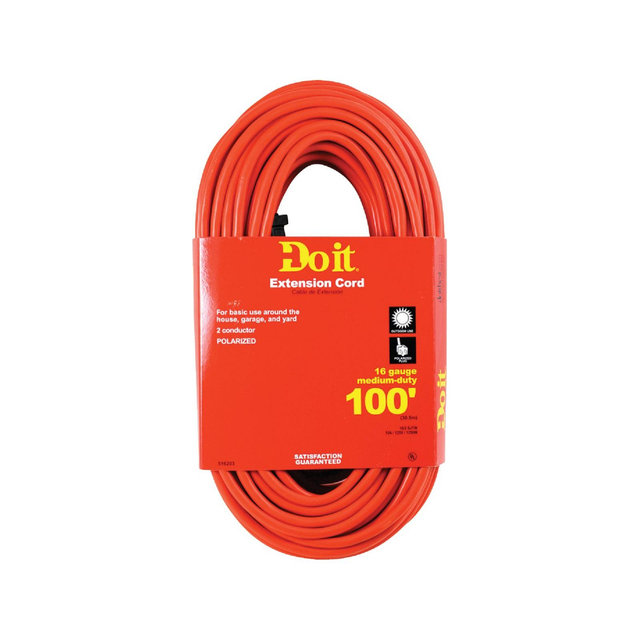 Do it Best Do it 100 Ft. 16/2 Polarized Outdoor Extension Cord OU-JTW162-100-OR
