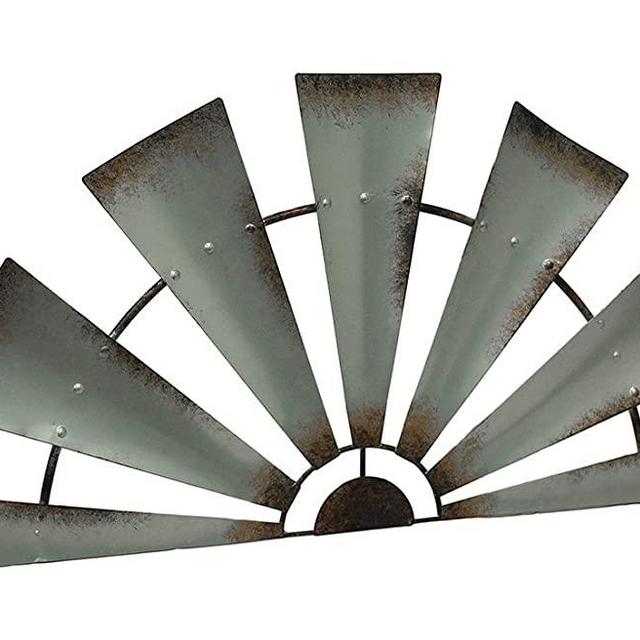 LL Home Metal Windmill Semi-Circle Wall Home Decor, One Size, Gray
