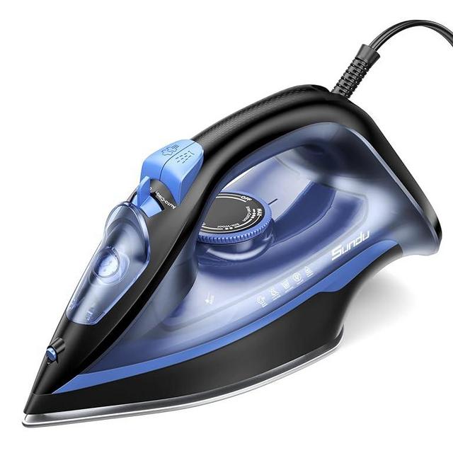 Sundu Steam Iron for Clothes with Rapid Heating Ceramic Coated Soleplate,1500W with Precise Thermostat Dial,Self-Cleaning, Auto-Off,11.84oz Water Tank for Home Clothes Ironing Use,0604C