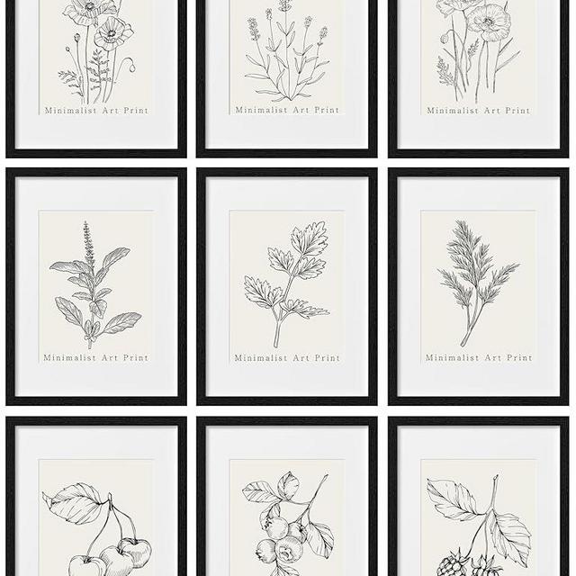 eletecpro 12x16 Picture Frames Set of 9, Classic Gallery Wall Frame Set Displays 8.5x11 Photos with Mat or 12x16 without Mat, Photo Frames Collage Wall Decor, Poster Display for Home Decor, Black