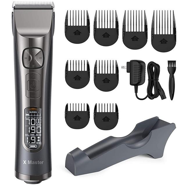 Hair Clippers for Men' Professional Hair Cutting with 250 Minutes Runtime & LCD Display, Cordless Quiet Hair Trimmers for Barbers and Stylists with 8 Guide Combs & 5 Speeds, OPOVE X Master