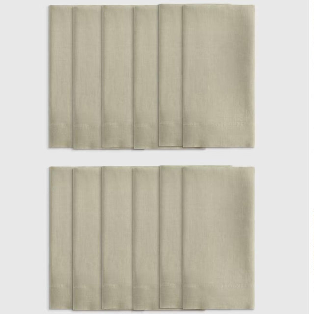 European Linen Wide-Hem Napkins (Willowleaf) (Set of 12)