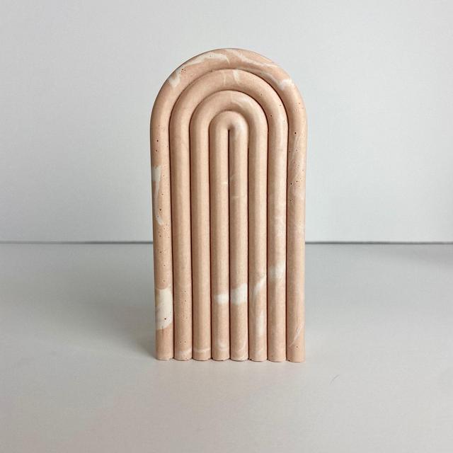 Rainbow Block Decor, Book End | Blush Pink & White Swirl | Eco-Resin