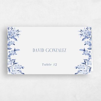 Dusty Cobalt, Blue Wedding Place Card - Allegra