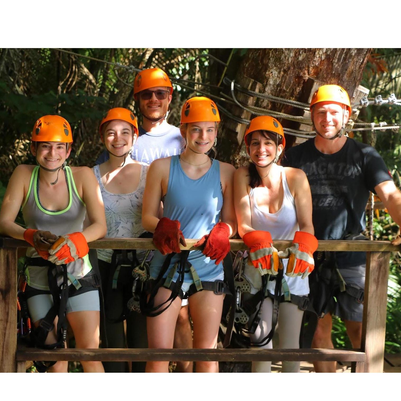 Ziplining through the jungle.