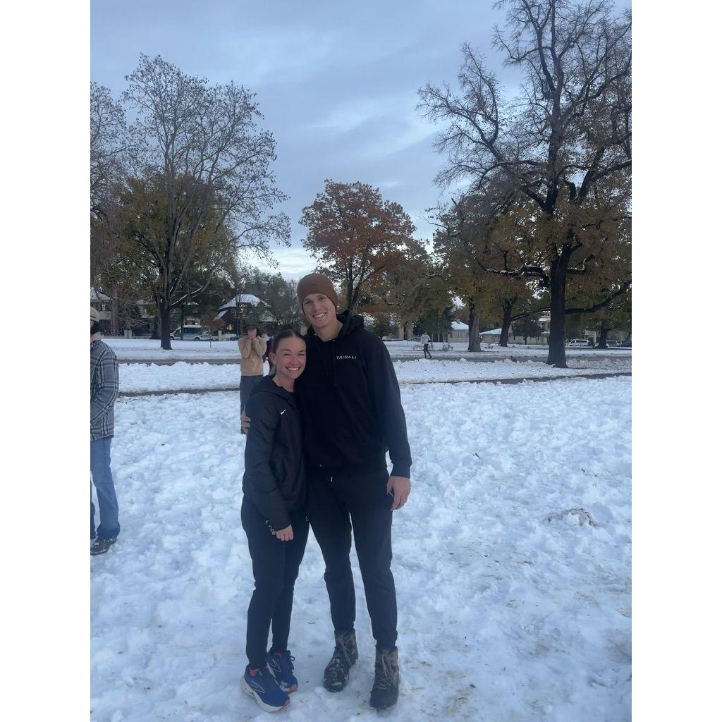 Ethan is the best cross country supporter, even in the snow!