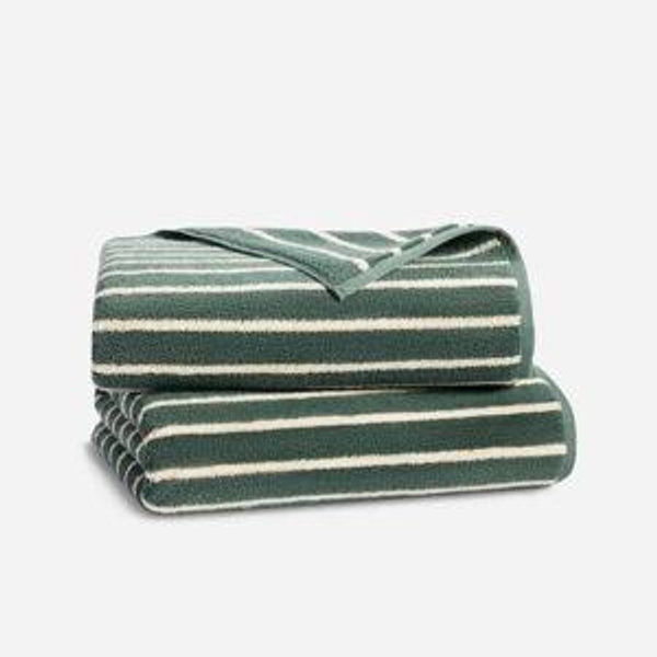 Super-Plush Turkish Cotton Bath Sheets (2) Striped Botanical Green