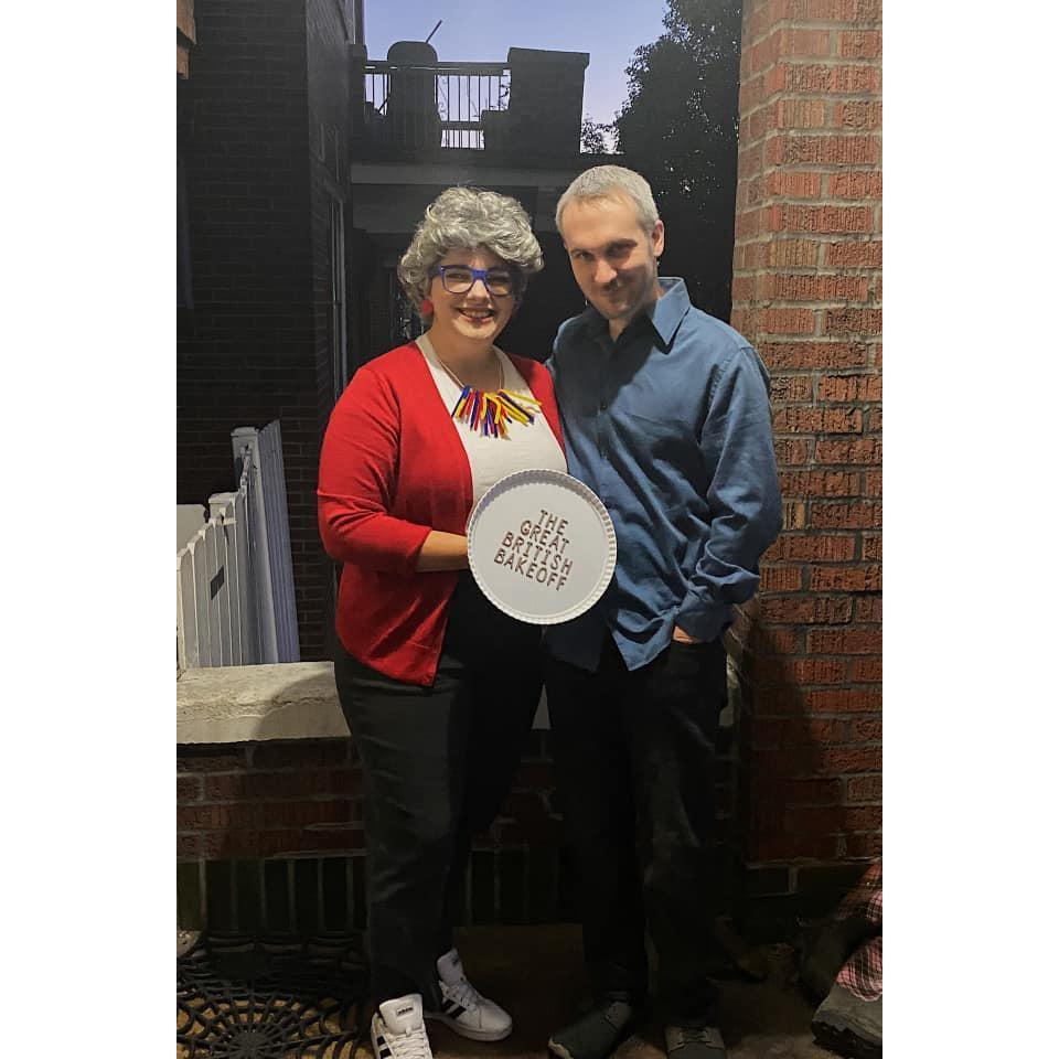 One of our best Halloween costumes: Paul & Prue from the Great British Baking Show