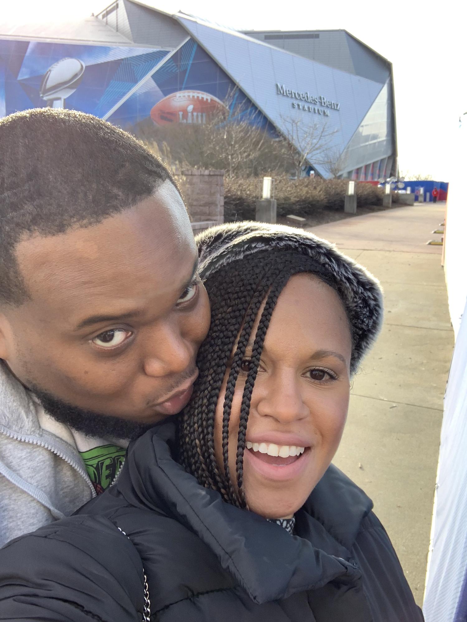 It all started through our shared love for the game of Football. In front of the Mercedes Benz Stadium trying to take a selfie for Atlanta SuperBowl LIII and he photo bombs! 🏈