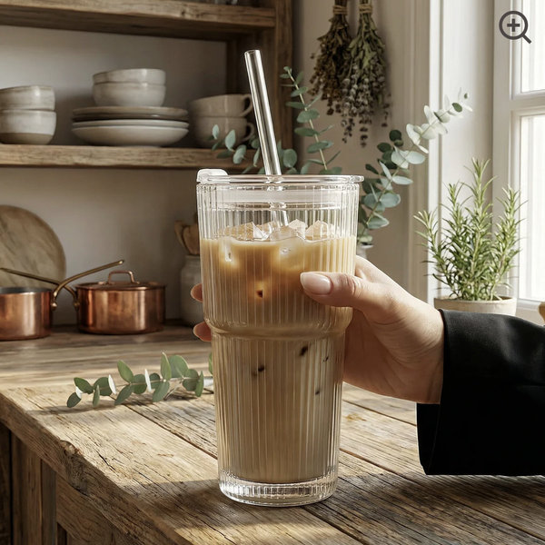 Travel Glass Tumbler Cup With Straw