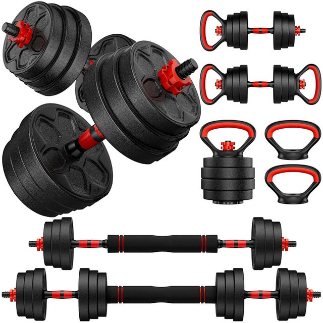 BDSHE Adjustable Dumbbell Set, 20/33/45/70/90lbs Free Weight Set with Connector, 4 in1 Dumbbells Set Used as Barbell, Kettlebells, Push up Stand, Weight Set for Home Gym Suitable Men/Women