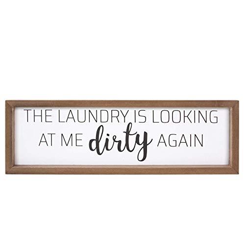 VILIGHT Laundry Room Decor Rustic Farmhouse Sign Wall Decoration - Funny Housewarming Gifts for New Homeowner - 16x5 Inches