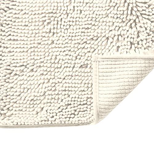 Microfiber Bath Rugs Chenille Floor Mat Ultra Soft Washable Bathroom Dry Fast Water Absorbent Bedroom Area Rugs Indoor Mats for Entryway, Cream 17 inches by 24 inches