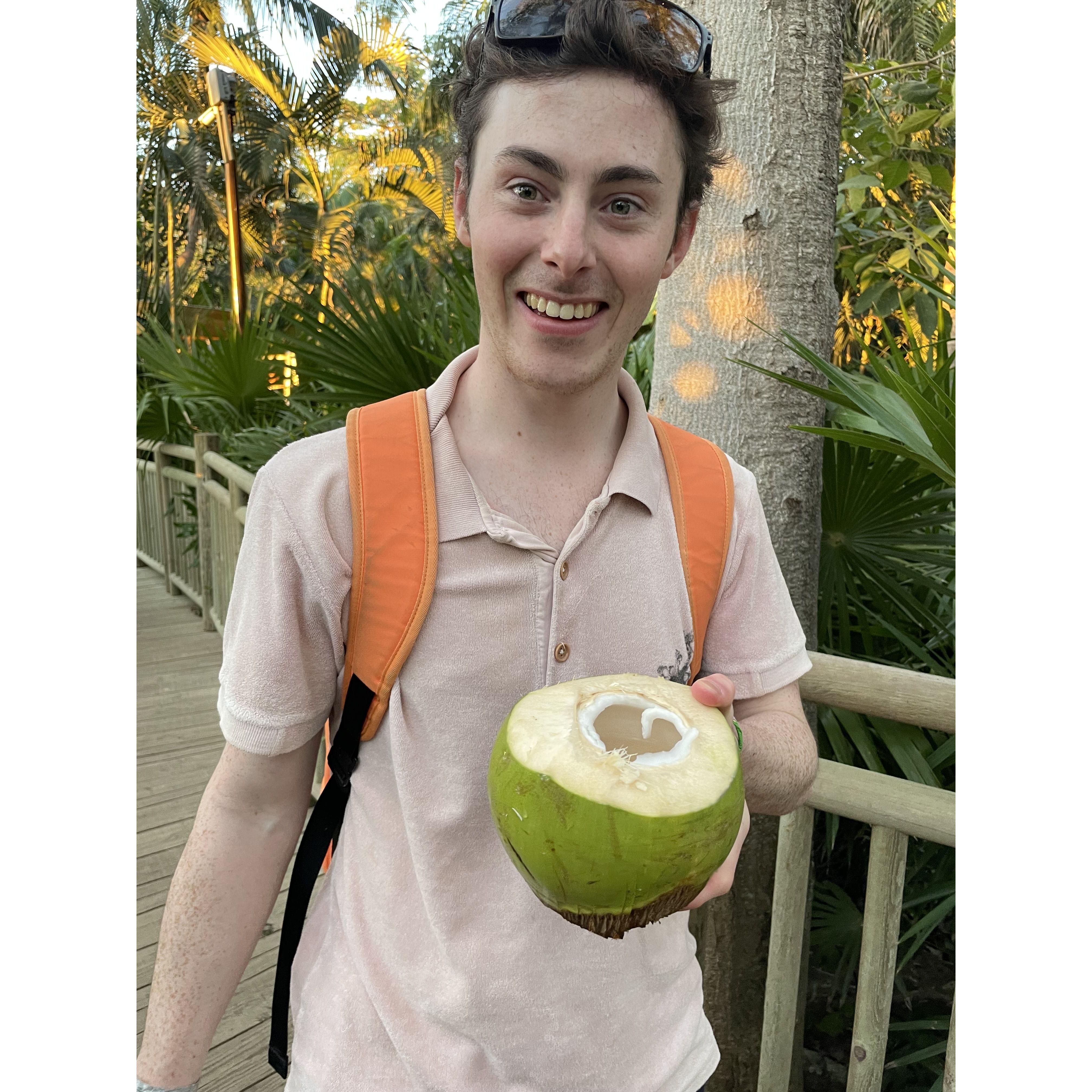 Fun Fact: Emil climbed a palm tree and snatched this coconut...