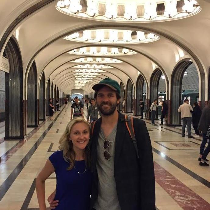 In one of the glorious subways underneath Moscow.