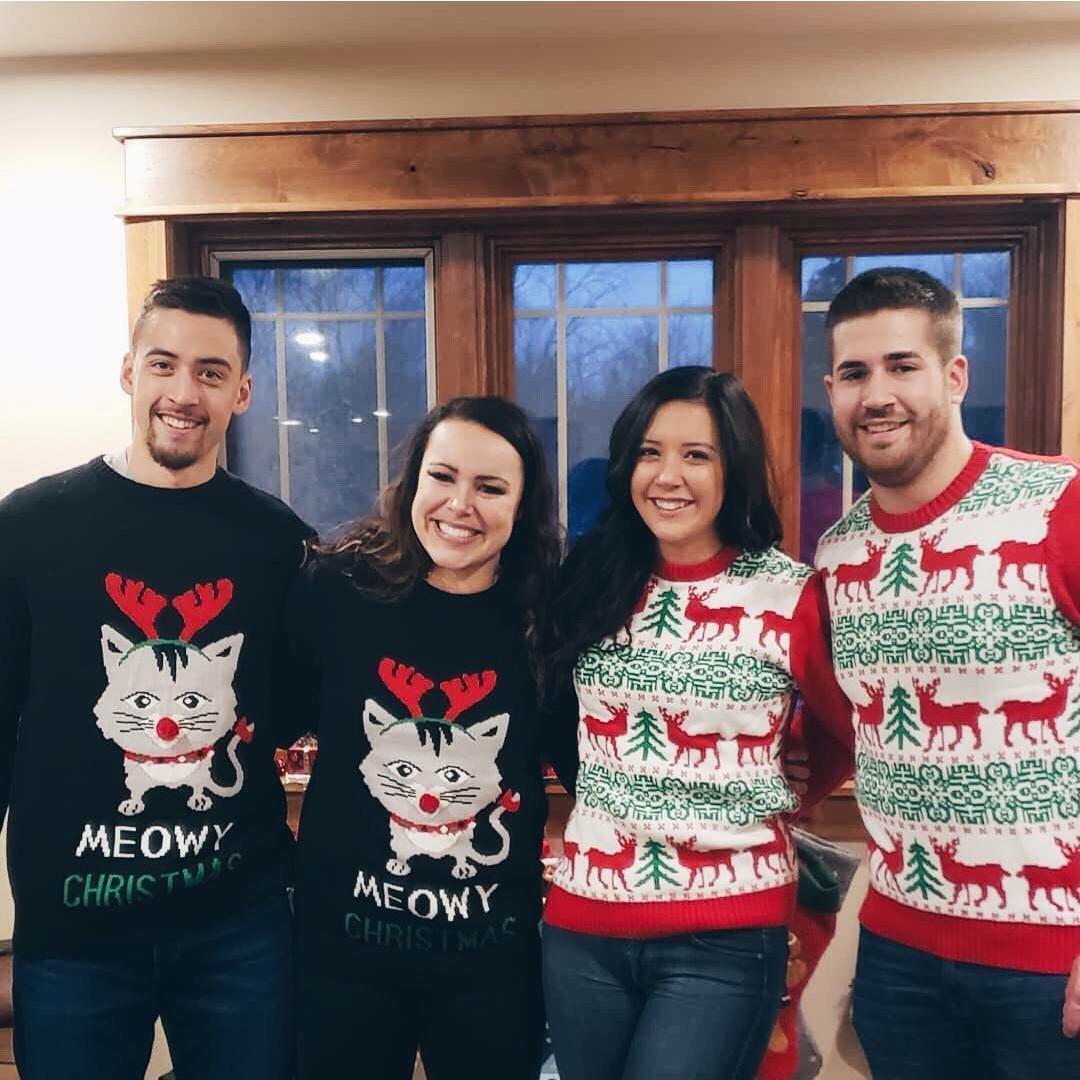 The best Christmas sweaters ever from my sweet stepsister, Chloe!
