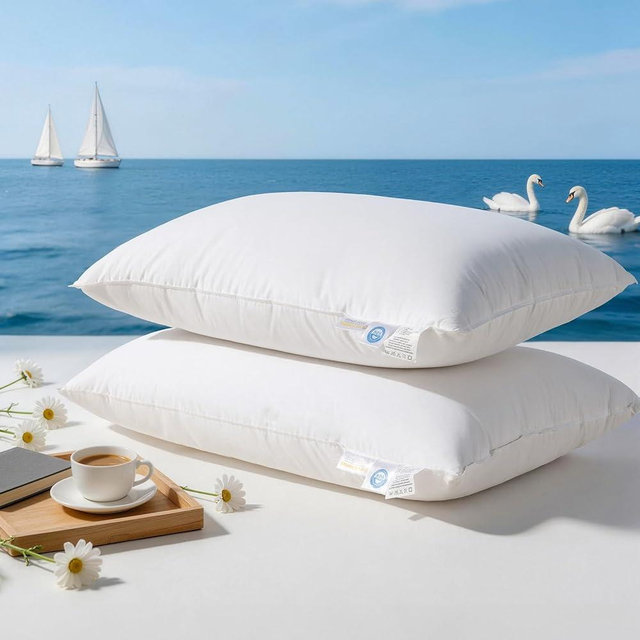 RDS Certified Goose Down and Feather Pillow King Size Set of 2, 100% Cotton Shell, 3-Chamber 5 Stars Hotel Pillow for Sleeping, Bed Pillows for Neck Pain Relief, Perfect for Side Sleepers - 20"x36"