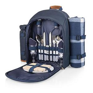 Picnic Time® 16-Piece Insulated Picnic Backpack for 2 in Navy/Brown