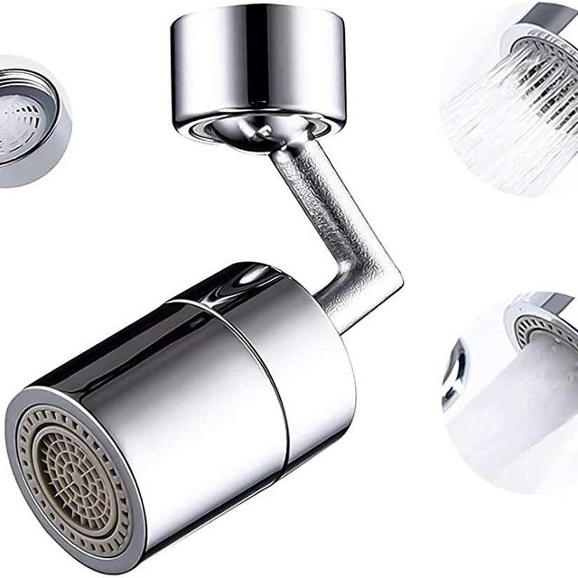 Chrome 720 Degree Swivel Sink Faucet Aerator for face, eyewash, and gargle. Rotatable sink adapter Sprayer Attachment for Kitchen/Bathroom male or female thread - Easy Install (1 PC, Silver)