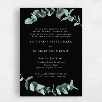 Black Wedding Invitation - Galata Vine