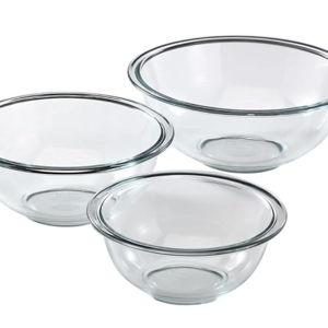 Pyrex Essentials (3-Piece) Glass Mixing Bowls Set For Prepping, Baking and Cooking, Preheated Oven, Dishwasher, Freezer, and Microwave Safe