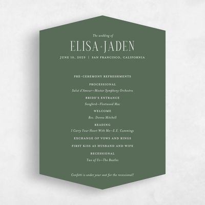 Green Diamond Wedding Program - Cole