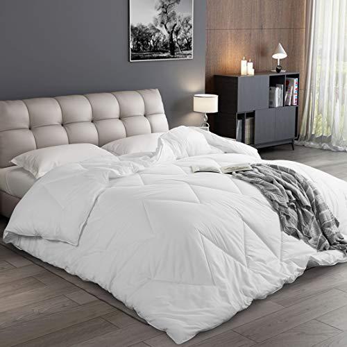 Abakan Luxury Down Alternative Comforter King Size 100% Cotton Cover-Soft Fluffy,Stand Alone Bedding Comforter,Lightweight,Hypo-allergenic,Hotel Quality Quilted with 4 Corner Tabs,90x102 inch-White