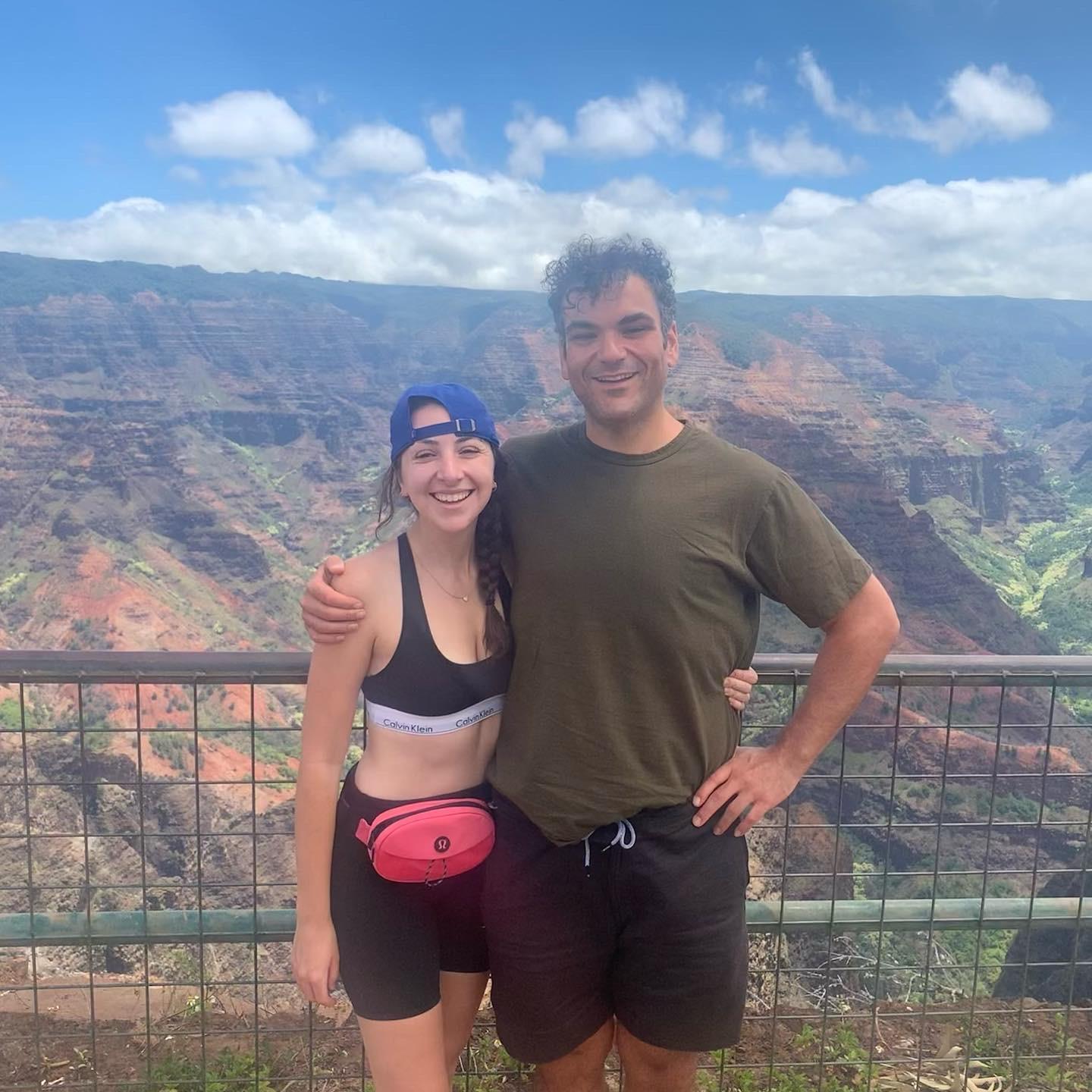 Hiking in the Waimea Canyon on a trip to Hawa'ii.