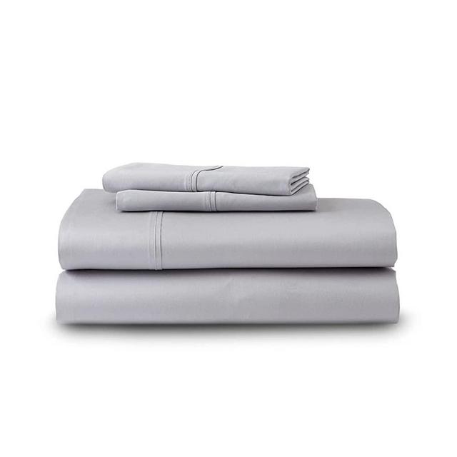 GhostBed Queen Cooling Supima Cotton and Tencel Luxury Sheet Set - Wrinkle-Free with Deep Pockets, 4 Piece, Grey