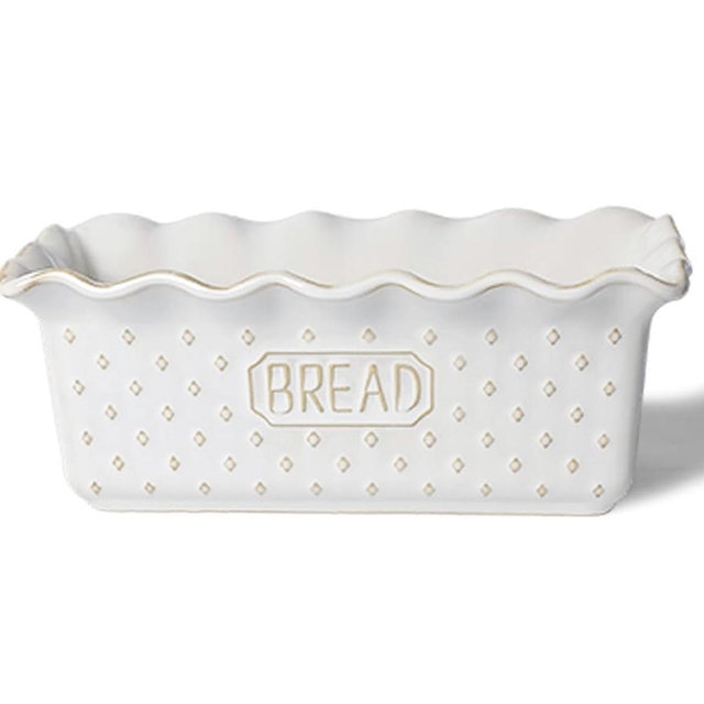 Ceramic Loaf Pan for Baking Bread, 9 x 5 Inch, Nonstick Bread Pans for Cooking, Microwave & Dishwasher Safe, Rectangular Mold (Vintage White)