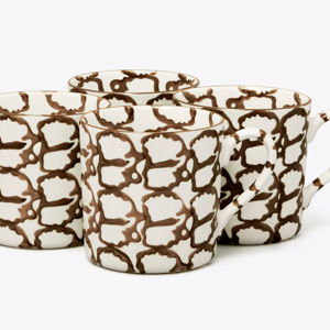 Spongeware Mug, Set of 4 - Brown Smoke