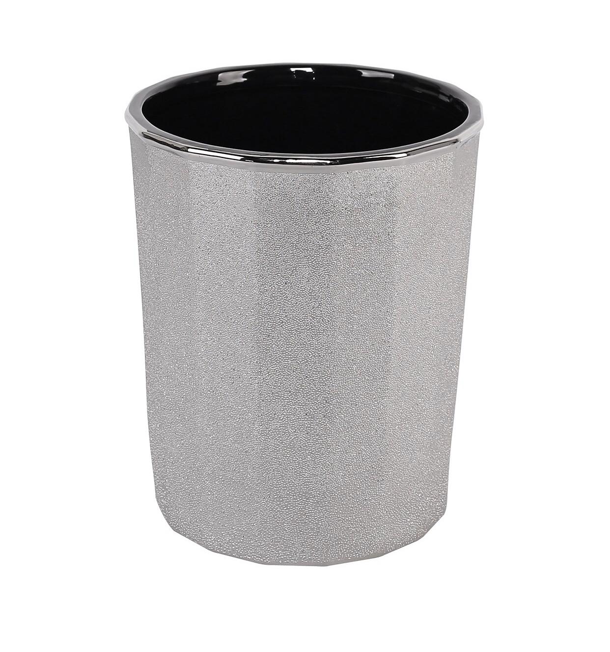 Pleated Electroplated Wastebasket in Chrome