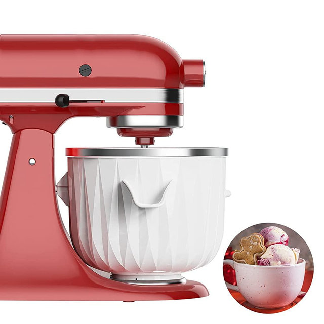 InnoMoon Ice Cream Attachment for Kitchenaid, Ice Cream & Sorbet Gelato Maker, 2 Quarts Frozen Yogurt Ice Cream Maker Attachment for Kitchenaid 4.5Qt and Larger Stand Mixers