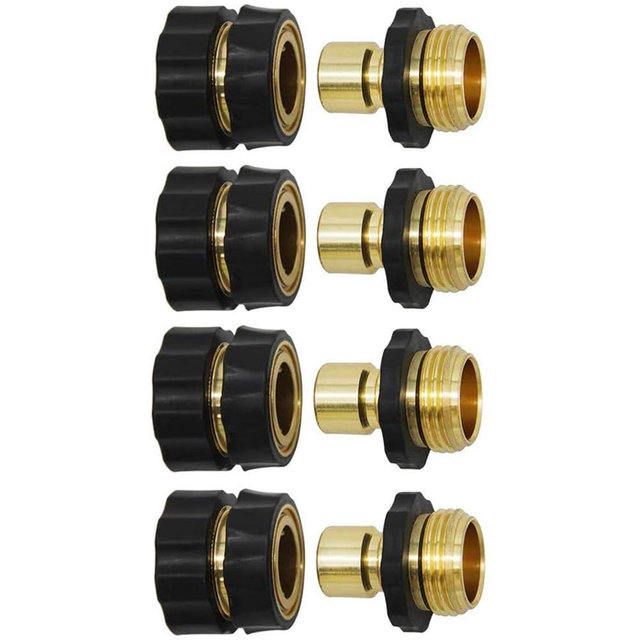 Twinkle Star 3/4 Inch Garden Hose Fitting Quick Connector Male and Female Set, 4 Set, Garden Hose Adapter, Quick Connect Hose Fittings, Garden Hose Connector, Hose Attachment