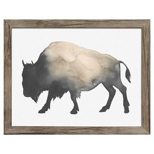 Framed Watercolor Buffalo 14"x11" - Threshold™
