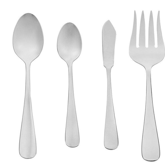 AmazonBasics 65-Piece Stainless Steel Flatware Set with Round Edge, Service for 12