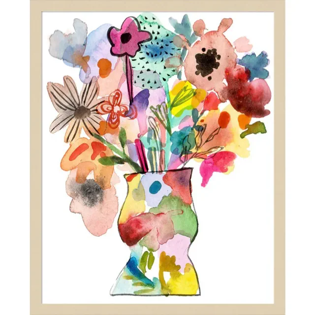 Amanti Art 21"x25" Linear Bouquet II by Melissa Wang Wood Framed Wall Art Print