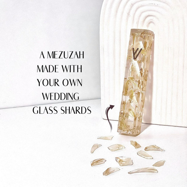 Mezuzah to be made with your wedding glass shards, wedding glass fragments into mezuzah, Jewish wedding keepsake, wedding smash glass mezuza