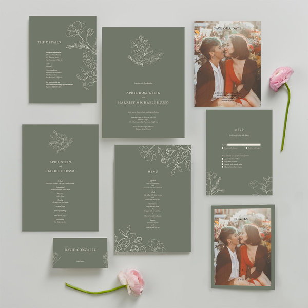 Essenza | Dark Sage | Zola Wedding Enclosure Cards