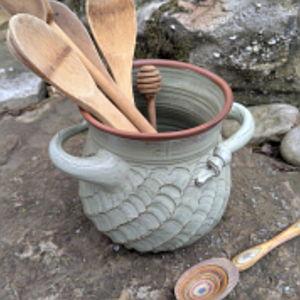 Woven Utensil Holder in Lichen