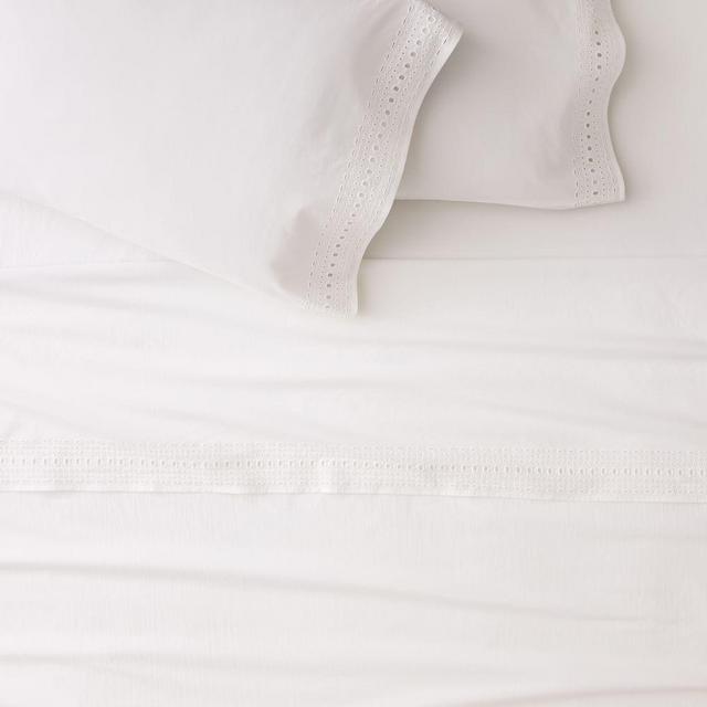 Cotton Eyelet Sheet Set, King, White
