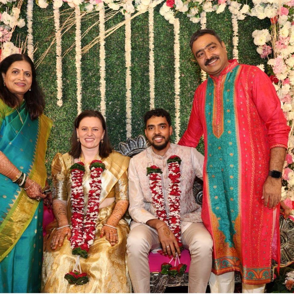 With Shantanu's parents, Varsha and Shekhar, during our Indian engagement ceremony.