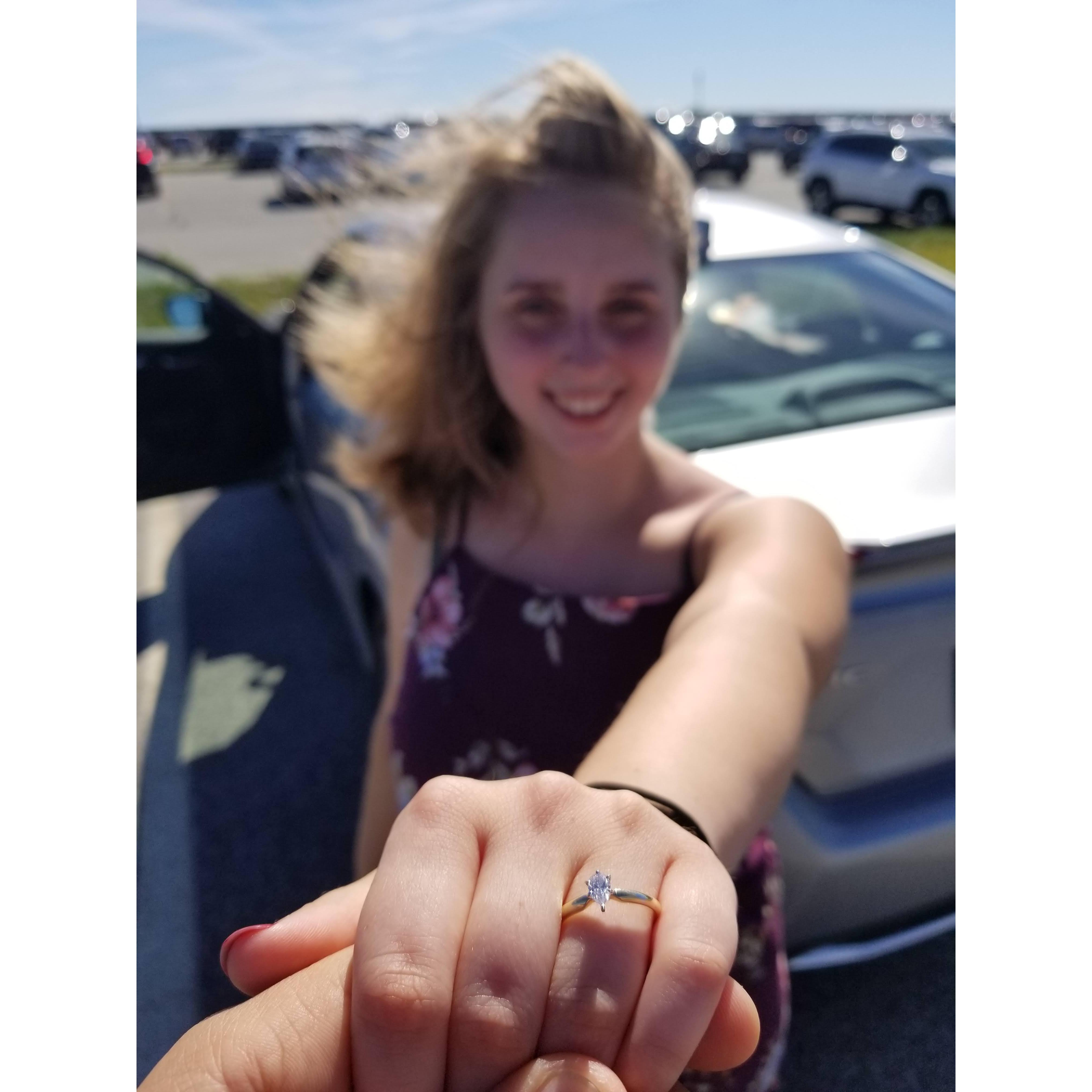 Micaelyn was so surprised when Tony asked her to marry him that she couldn't stop squealing with excitement.