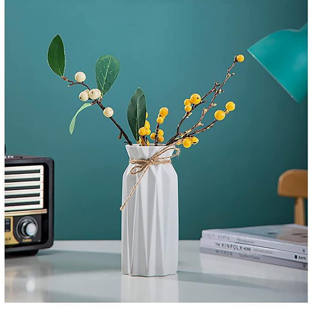 White Ceramic Vase-Flower Vase Dried Flower Vase for Modern Home Decor, Fit for Foyer Living Room Fireplace Bedroom Kitchen,Decent Gift, 7" H