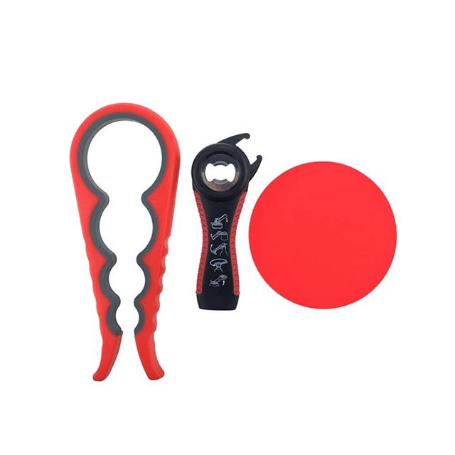 Arstec Jar Bottle Opener Non Slip Jar Gripper Pad - Rubber Jar Can Lid Opener for Weak, Senior, Arthritis Hands (Red)